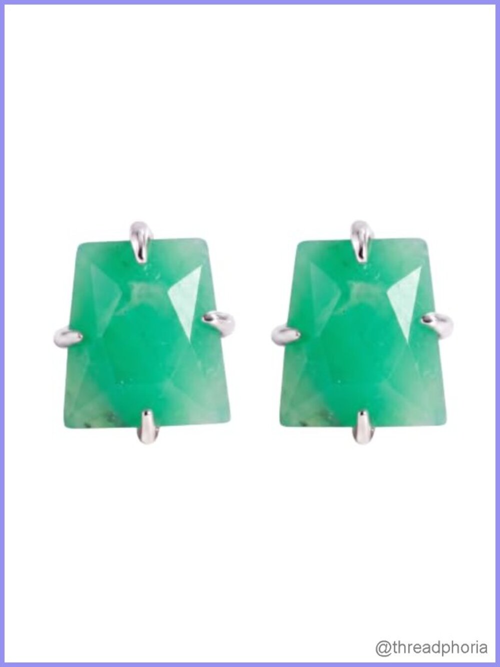 Australian Jade Stud Earrings 925 Sterling Silver Trapezoid Cut